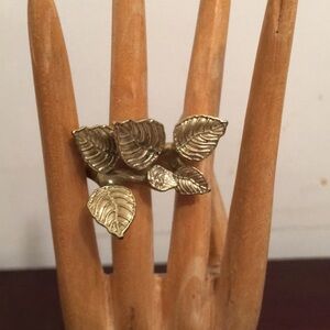 Gold Leaf Design Adjustable Ring